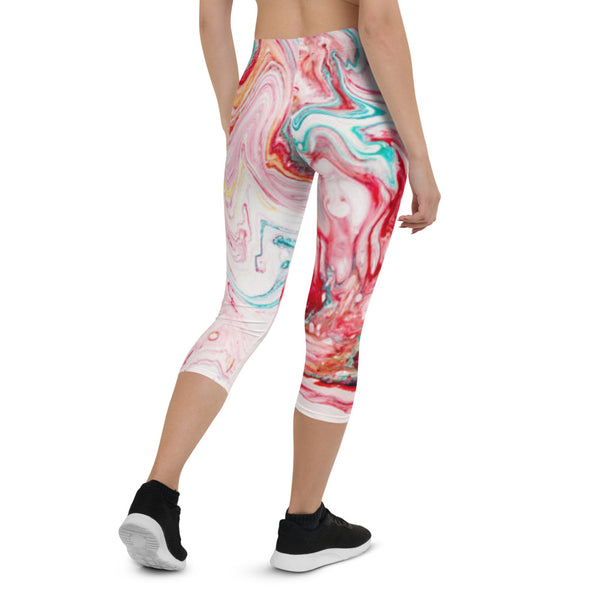 BLOODLINE PINK MARBLE Capri Leggings