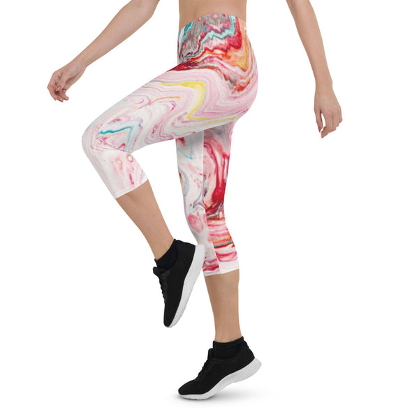 BLOODLINE PINK MARBLE Capri Leggings